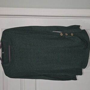 Green Long Sleeve Nursing Top with Button Detail